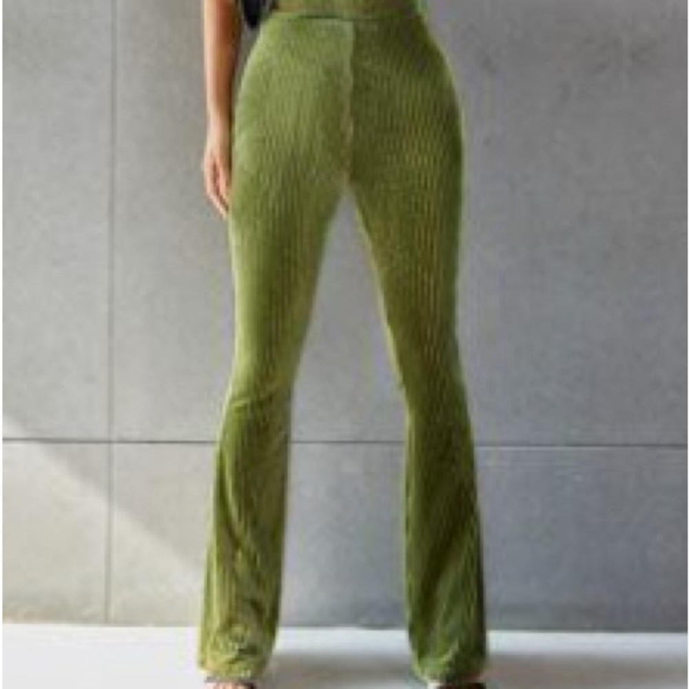 SHEIN: Solid velvet flare pants